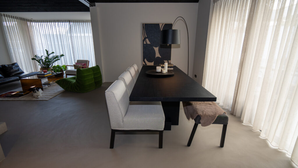 Modern dining area with natural light