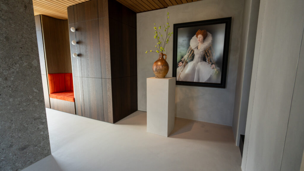 Modern interior with artwork and vase