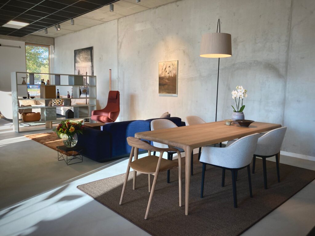 Modern living space with dining area