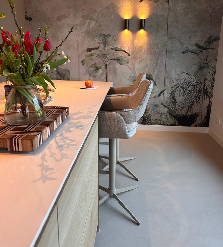 Modern kitchen with stylish bar stools