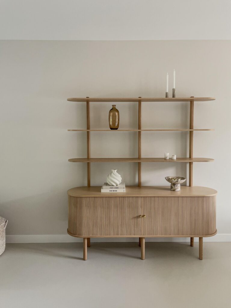 Modern wooden furniture with decorative items