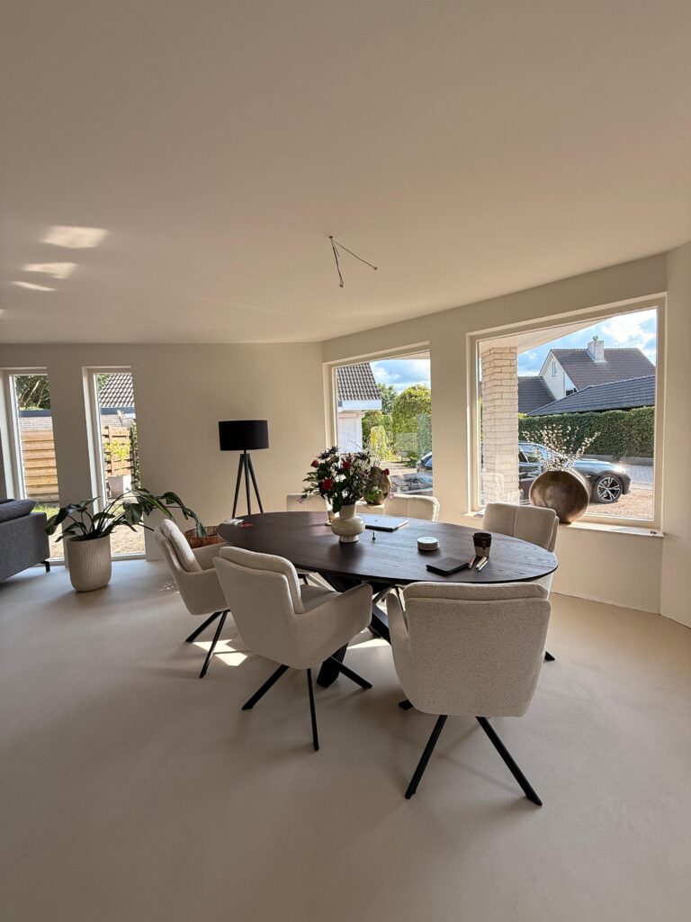 Modern dining area with natural light